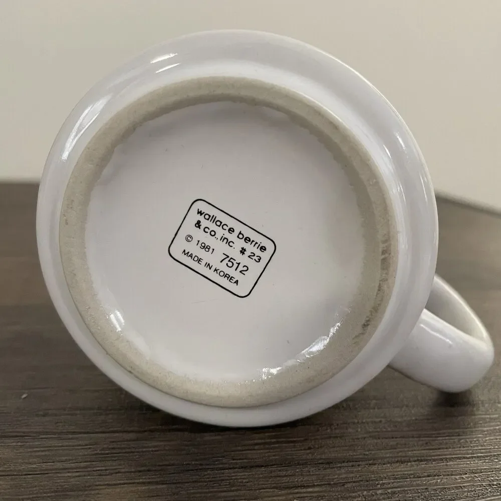 1981 Smurf Coffee Mug Cup BLESS THIS MESS Wallace Berrie Work Job Stress Vintage